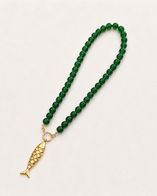 GOLDEN FISH NECKLACE GREEN