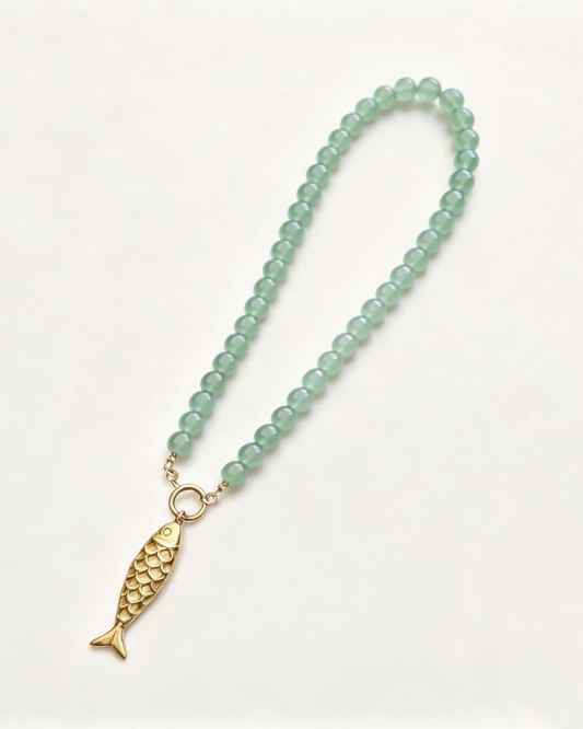 GOLDEN FISH NECKLACE TEAL