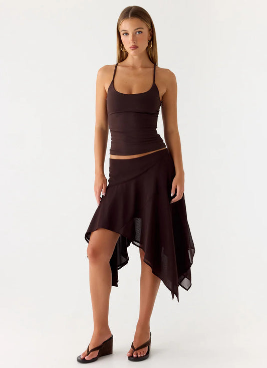 NIKA MIDI SKIRT BROWN