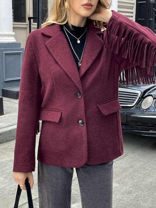 Sacha Fringe Blazer Burgundy