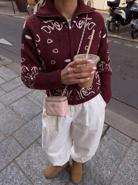 Marlow Bandana Cardigan Burgundy